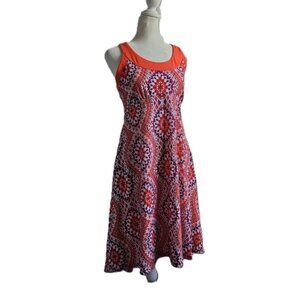 prAna Orange Multi-Geometric Floral Mandala Strappy Back Quinn Sundress - Medium